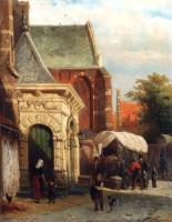 Springer, Cornelis - A View Of The South Entrance Of The St Pancras Church Enkhuizen